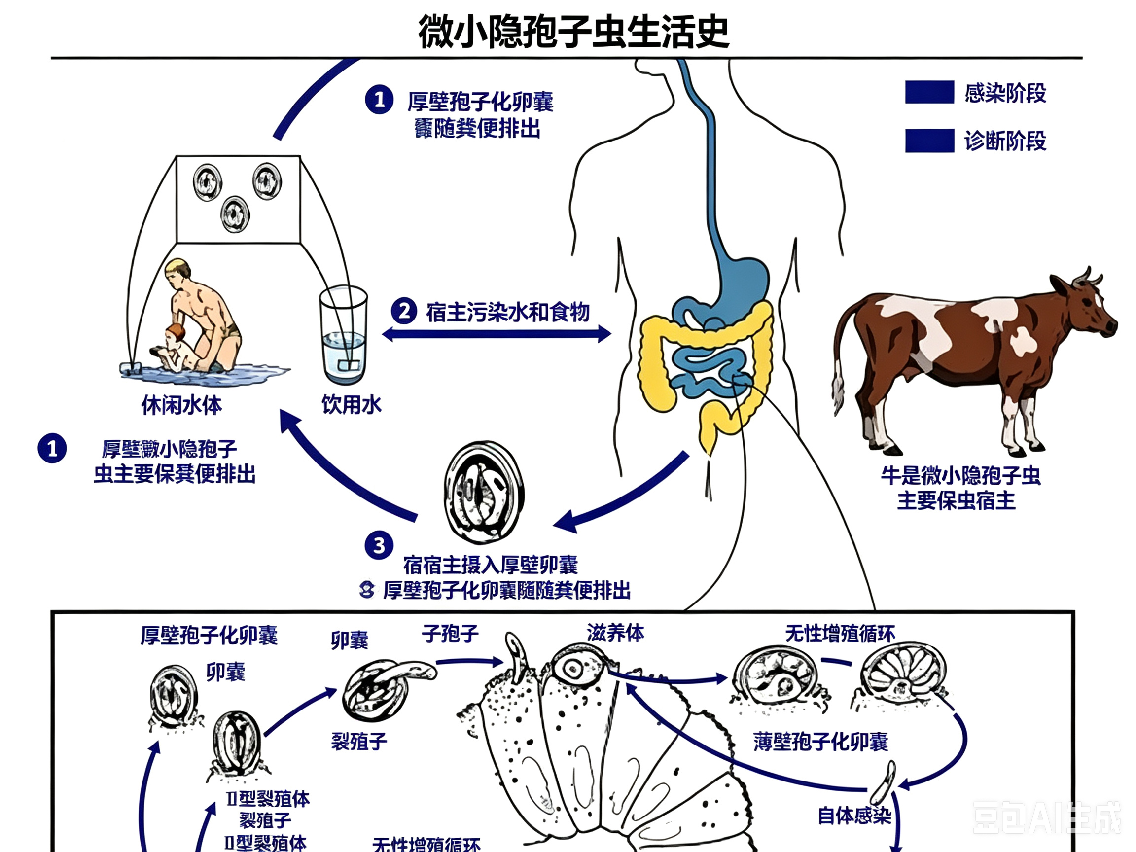 微小隐孢子虫生活史流程图
