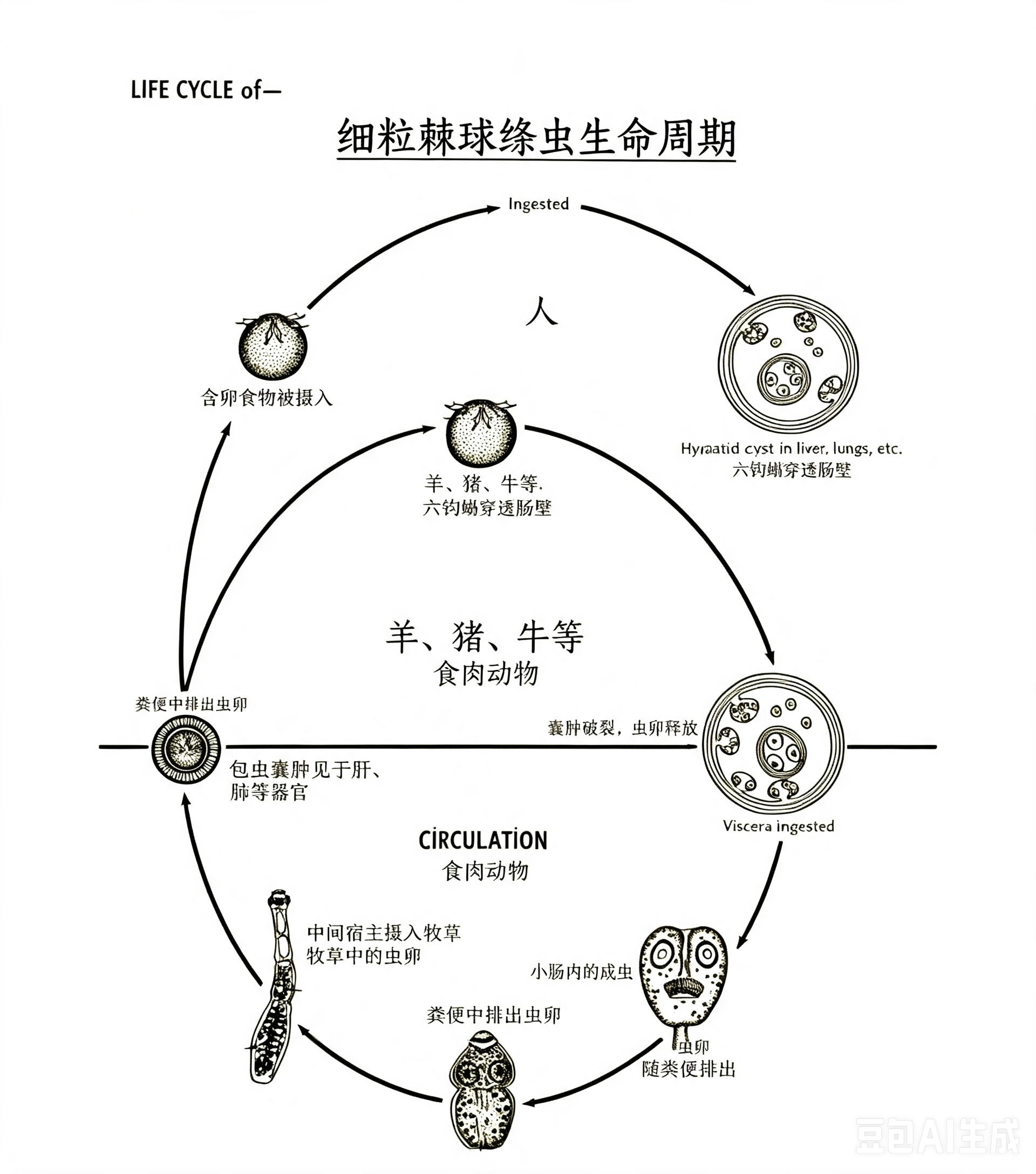 细粒棘球绦虫生活史