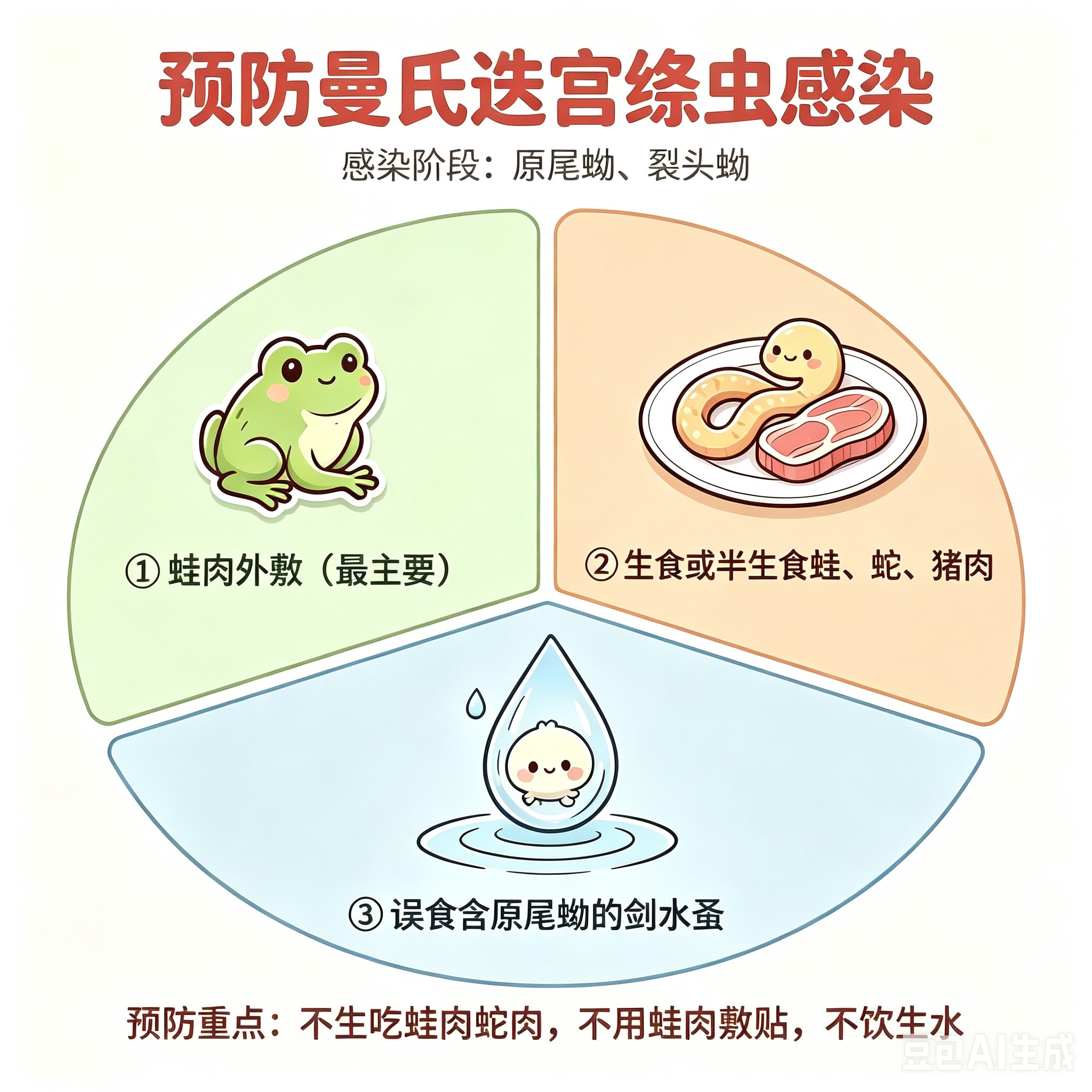 预防曼氏迭宫绦虫感染宣传图