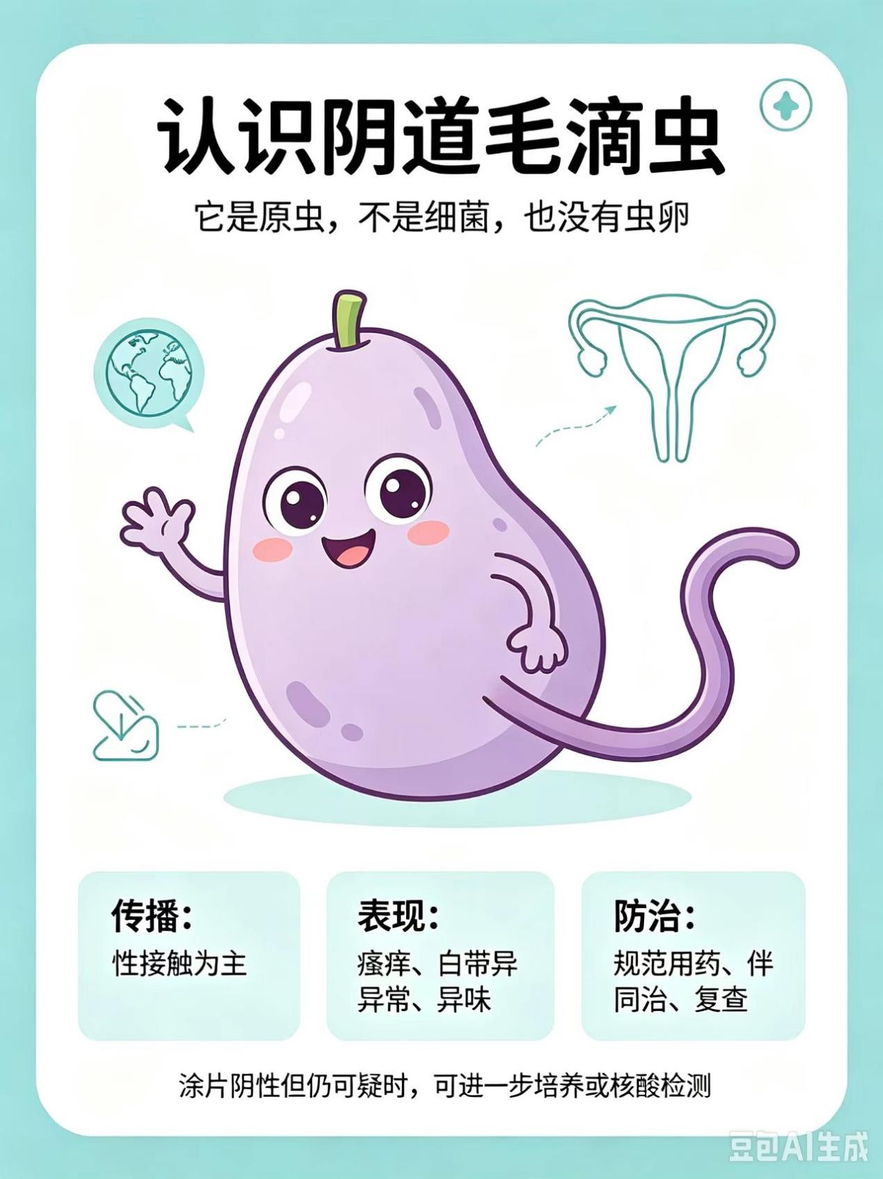 阴道毛滴虫科普示意图